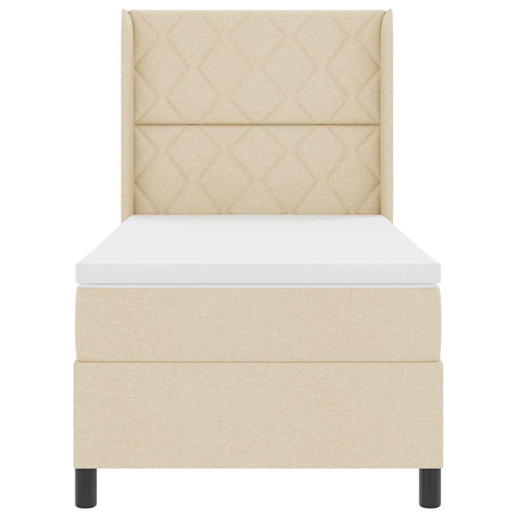 vidaXL Κρεβάτι με ελατήρια με στρώμα Κρεμ 100 x 200 cm ύφασμα