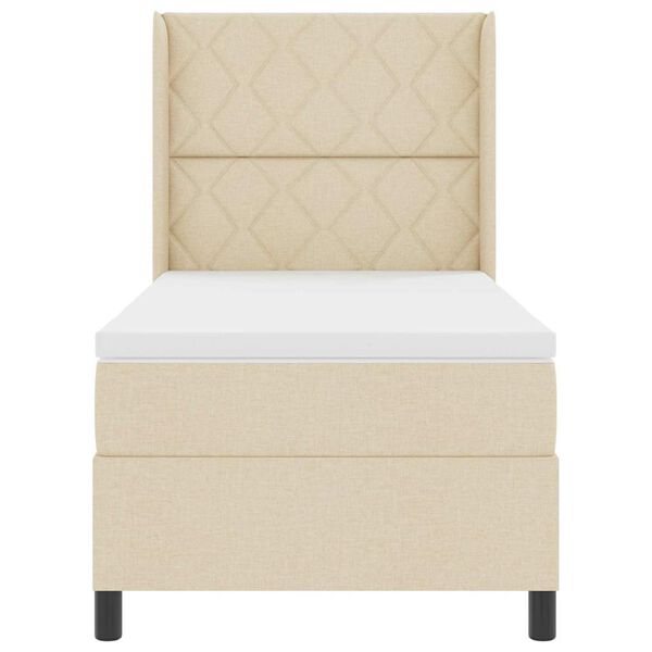 vidaXL Κρεβάτι με ελατήρια με στρώμα Κρεμ 100 x 200 cm ύφασμα