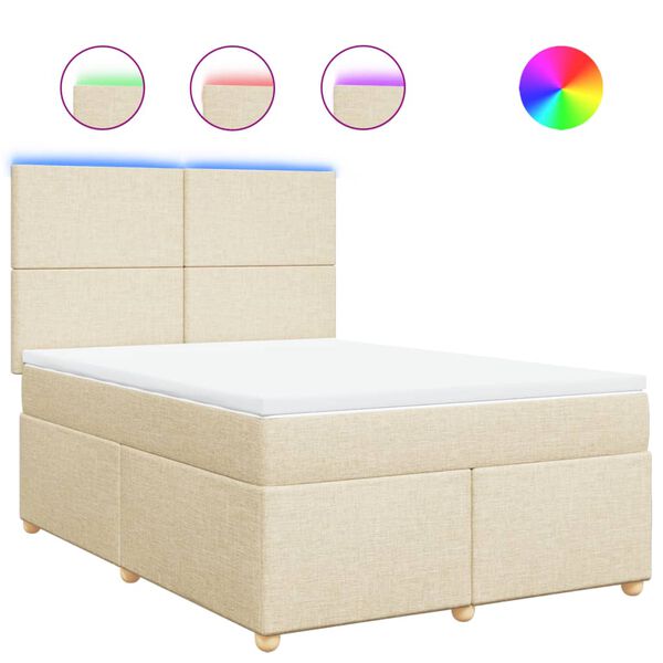 vidaXL &Kappa;&rho;&epsilon;&beta;ά&tau;&iota; Boxspring &mu;&epsilon; &Sigma;&tau;&rho;ώ&mu;&alpha; &Kappa;&rho;&epsilon;&mu; 140x190 &epsilon;&kappa;. &Upsilon;&phi;&alpha;&sigma;&mu;ά&tau;&iota;&nu;&omicron;