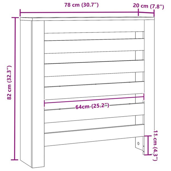 vidaXL Καπάκι Καλοριφέρ Μαύρη Οξυά 78 x 20 x 82 cm