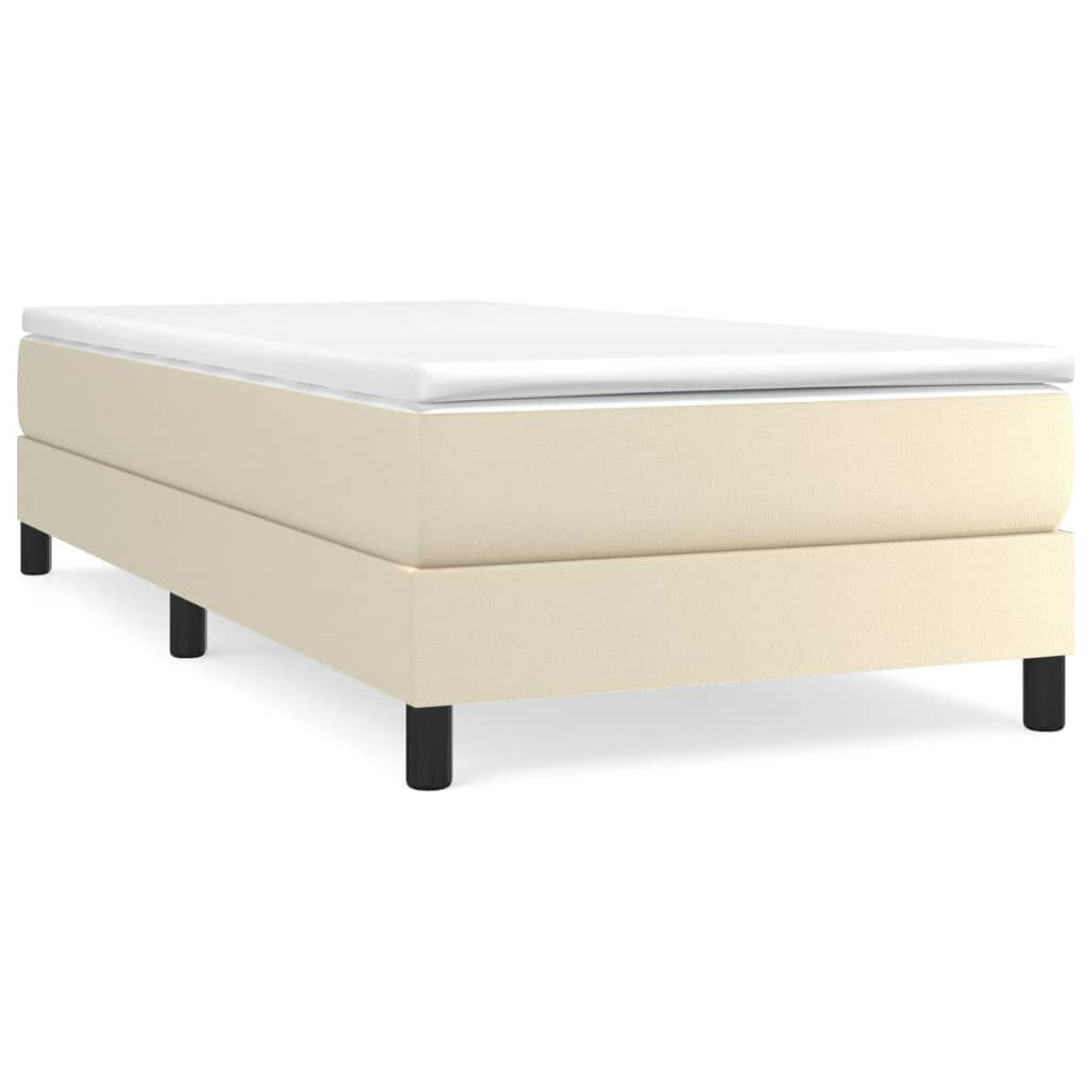 vidaXL Κρεβάτι Boxspring με Στρώμα Κρεμ 90x200 εκ. από Συνθετικό Δέρμα