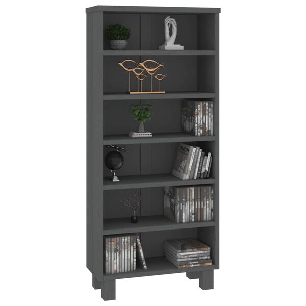 vidaXL Ραφιέρα CD HAMAR Σκ. Γκρι 45x18x100 εκ. Μασίφ Ξύλο Πεύκου