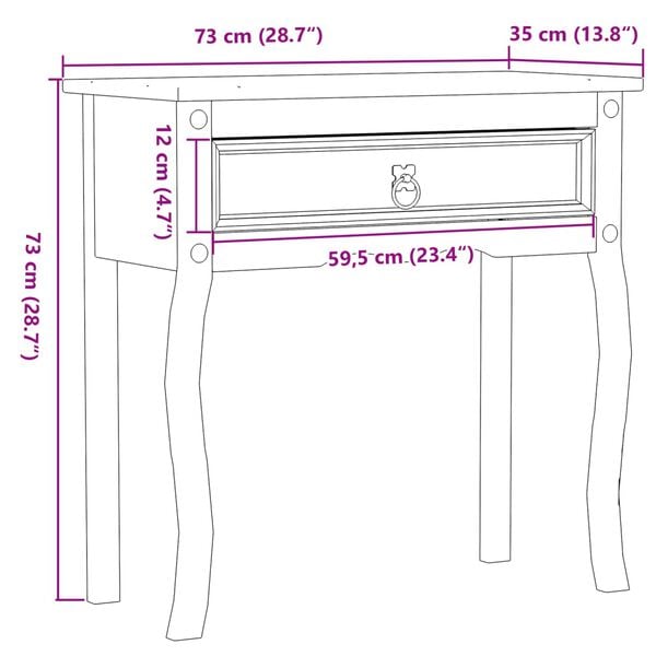vidaXL Τραπέζι Κονσόλα Corona 73x35x73 εκ. από Μασίφ Ξύλο Πεύκου