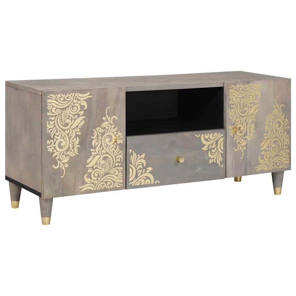 vidaXL Ντουλάπι TV με συρτάρι Γκρι και Χρυσό 105 x 33.5 x 46 εκ.
