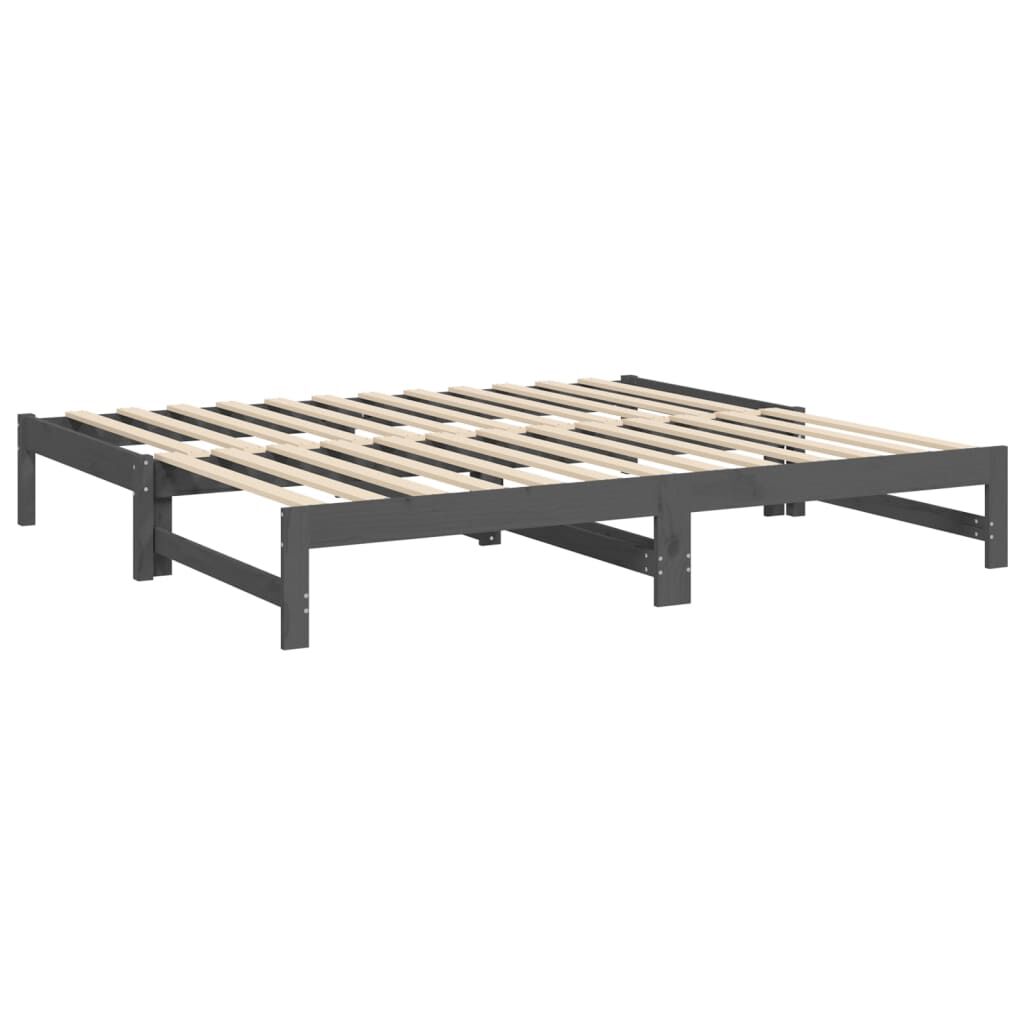 vidaXL Καναπές Κρεβάτι Συρόμενος Γκρι 2x(90x190) εκ. Μασίφ Ξύλο Πεύκου