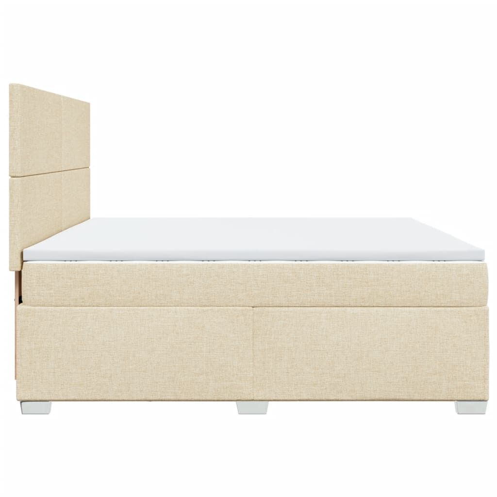 vidaXL Κρεβάτι Boxspring με Στρώμα Κρεμ 200x200 εκ. Υφασμάτινο