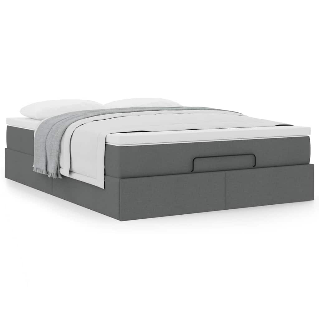 vidaXL Οθωμανικό κρεβάτι με στρώμα σκούρο γκρι 140x190cm ύφασμα