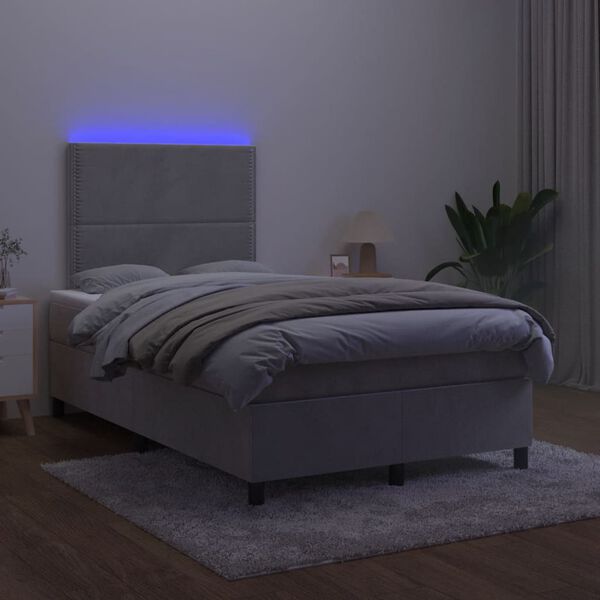 vidaXL &Kappa;&rho;&epsilon;&beta;ά&tau;&iota; Boxspring &mu;&epsilon; &Sigma;&tau;&rho;ώ&mu;&alpha; & LED &Alpha;&nu;.&Gamma;&kappa;&rho;&iota; 120x190&epsilon;&kappa;. &Beta;&epsilon;&lambda;&omicron;ύ&delta;&iota;&nu;&omicron;