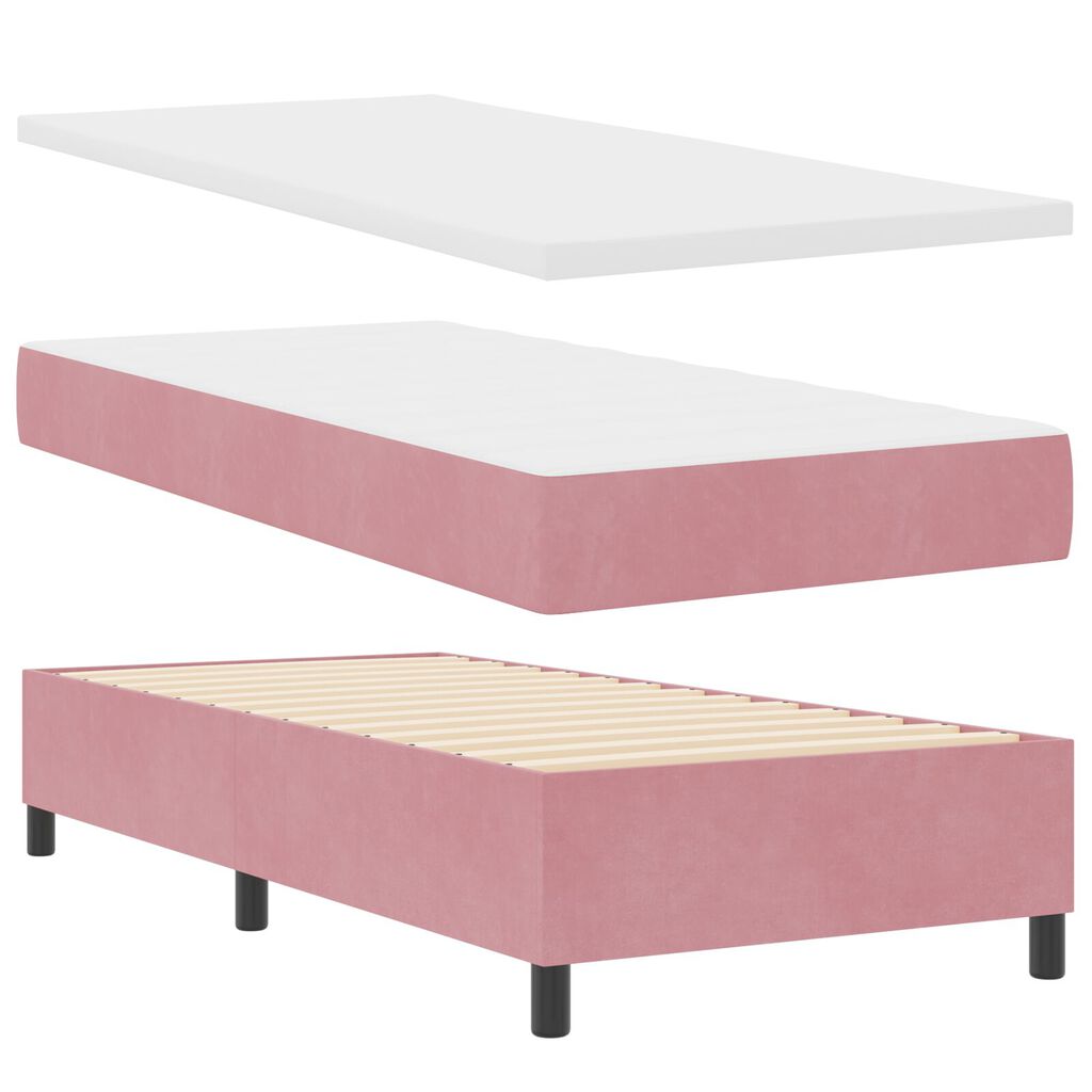 κρεβάτι box spring vidaXL με στρώμα Ροζ 90x190 εκ Βελούδο