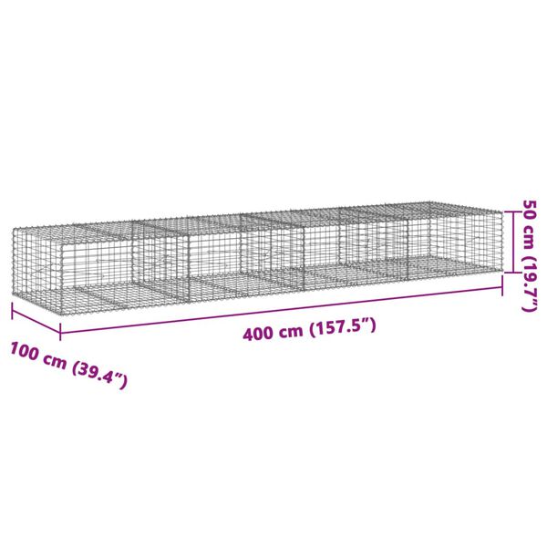 vidaXL Συρματοκιβώτιο με Κάλυμμα 400x100x50εκ. από Γαλβανισμένο Χάλυβα