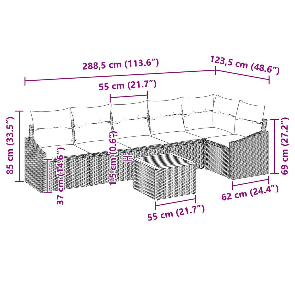 vidaXL Σετ Καναπέ Κήπου 7 pcs μπεζ και ανοιχτό γκρι