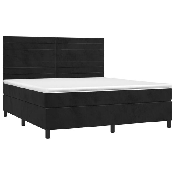 vidaXL &Kappa;&rho;&epsilon;&beta;ά&tau;&iota; Boxspring &mu;&epsilon; &Sigma;&tau;&rho;ώ&mu;&alpha; & LED &Mu;&alpha;ύ&rho;&omicron; 160x200 &epsilon;&kappa;. &Beta;&epsilon;&lambda;&omicron;ύ&delta;&iota;&nu;&omicron;