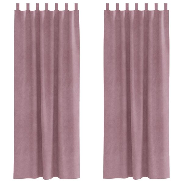 vidaXL Κουρτίνες με κουρτίνες 2 pcs Σκούρο ροζ 140 x 260 cm Βελούδο
