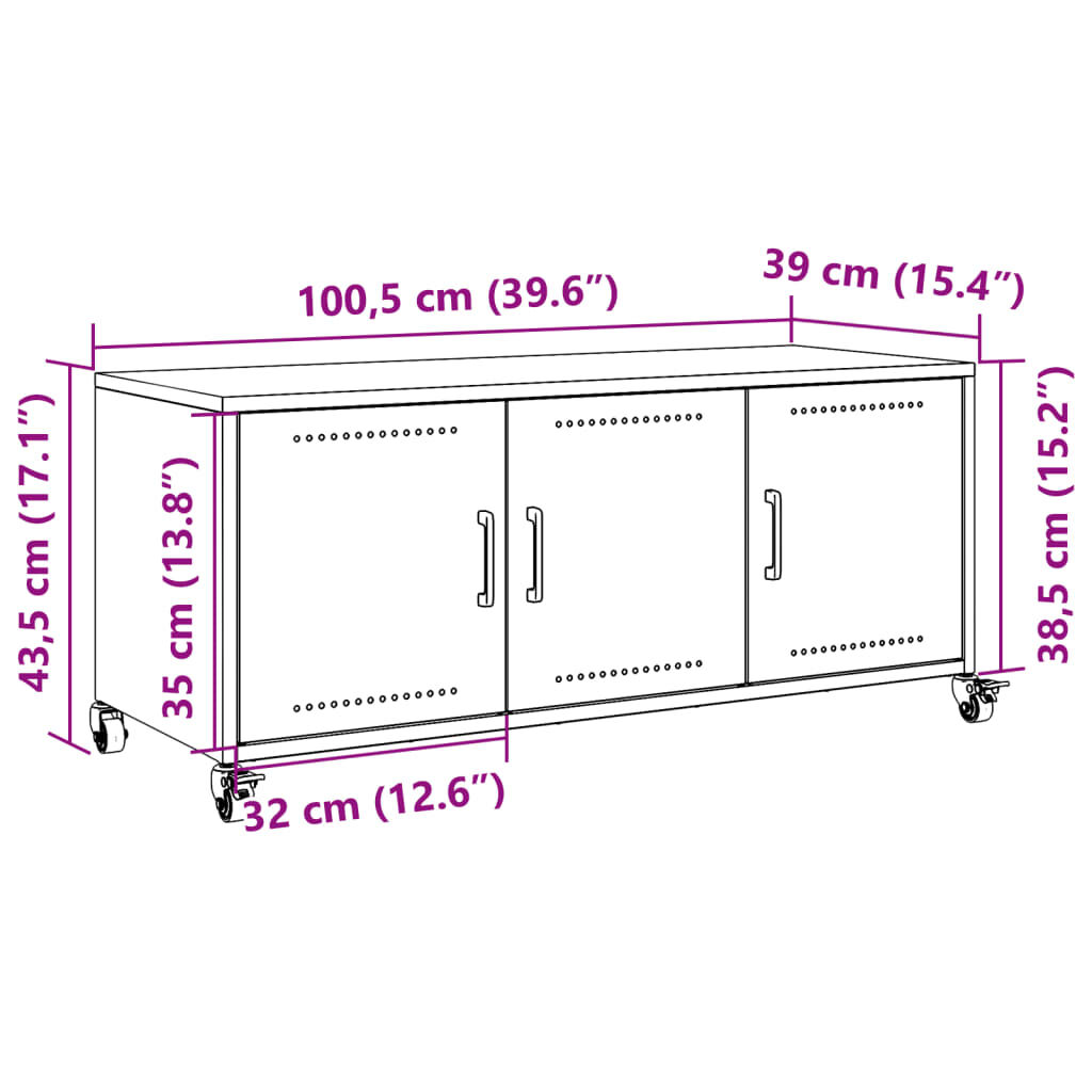 vidaXL Έπιπλο Τηλεόρασης Μαύρο 100,5x39x43,5 εκ. Ατσάλι