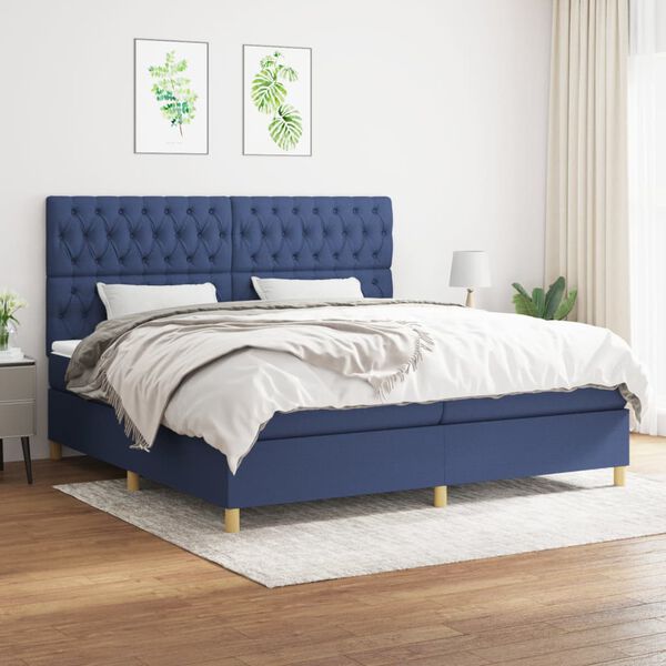 vidaXL &Kappa;&rho;&epsilon;&beta;ά&tau;&iota; Boxspring &mu;&epsilon; &Sigma;&tau;&rho;ώ&mu;&alpha; &Mu;&pi;&lambda;&epsilon; 200x200 &epsilon;&kappa;. &Upsilon;&phi;&alpha;&sigma;&mu;ά&tau;&iota;&nu;&omicron;