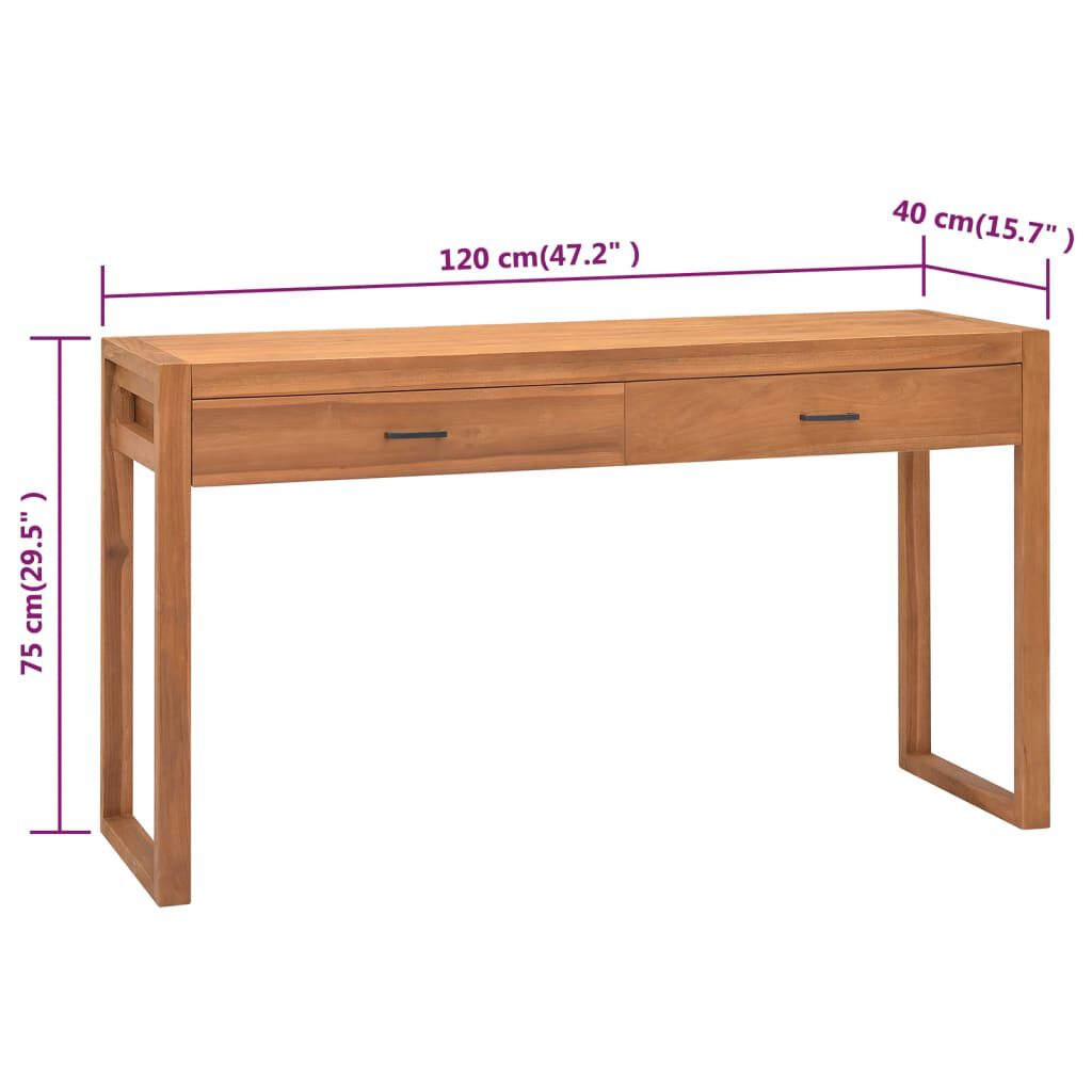 vidaXL Γραφείο με 2 Συρτάρια 120 x 40 x 75 εκ. από Μασίφ Ξύλο Teak
