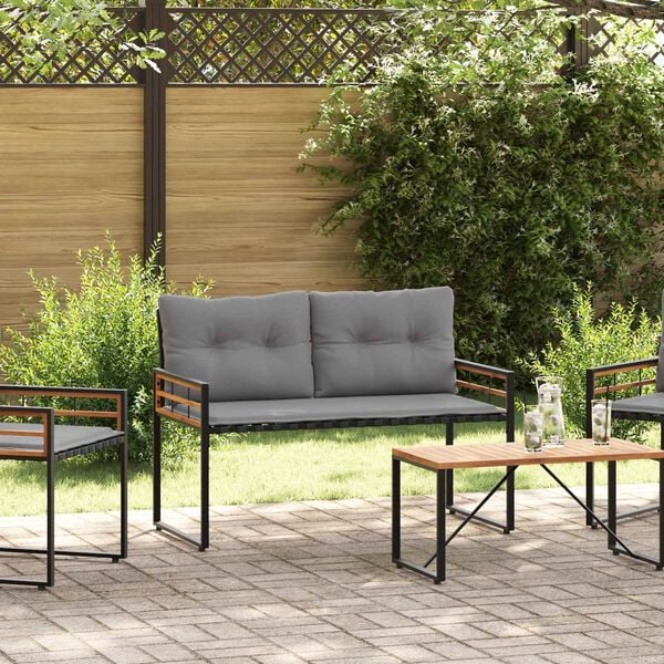 vidaXL Ξύλινο Στρώμα Παγκάκι με μαξιλάρι Ανοιχτό γκρι 114 x 55 x 77 εκ