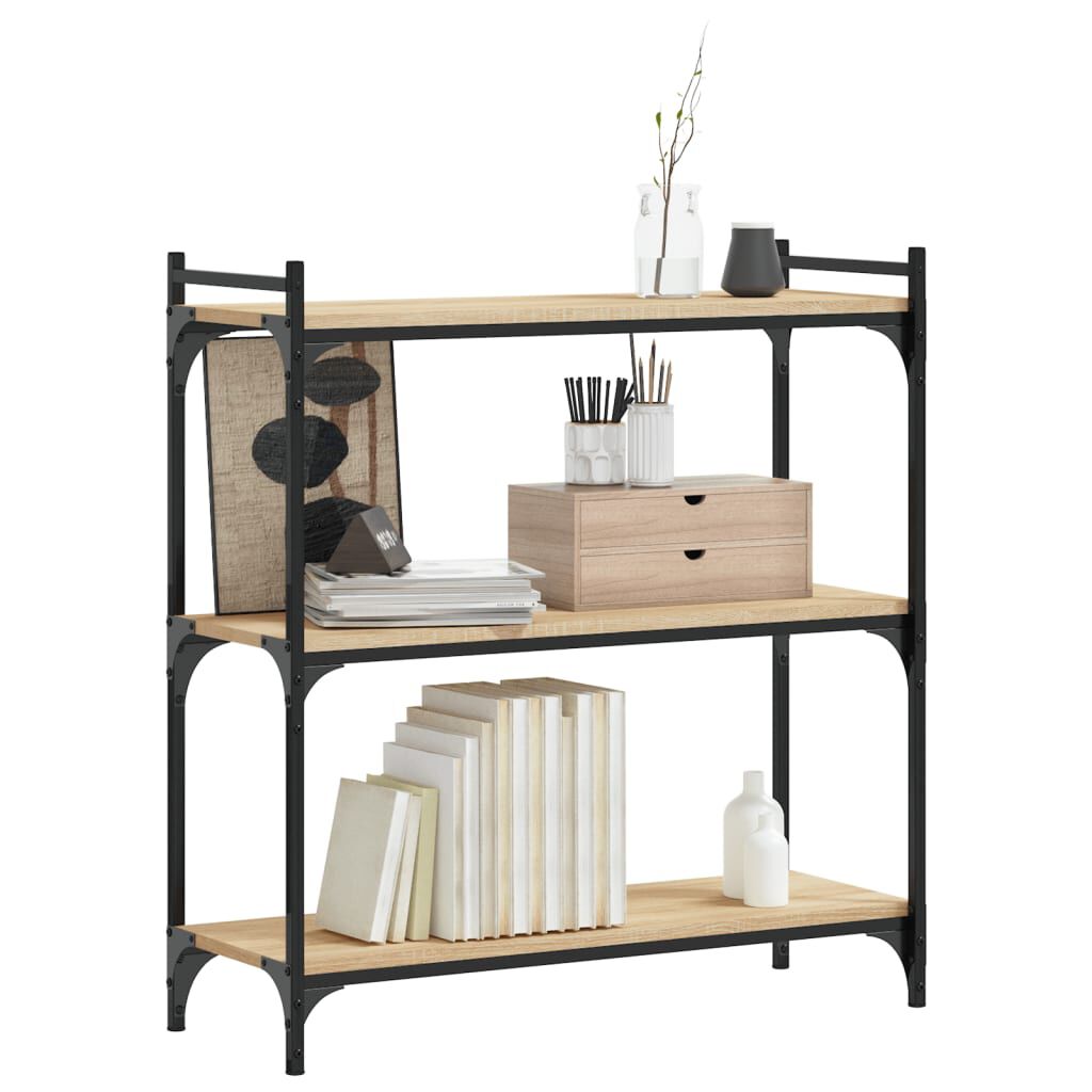 vidaXL Βιβλιοθήκη 3 Επιπέδων Sonoma Δρυς 80x30x86 εκ. Επεξεργ. Ξύλο