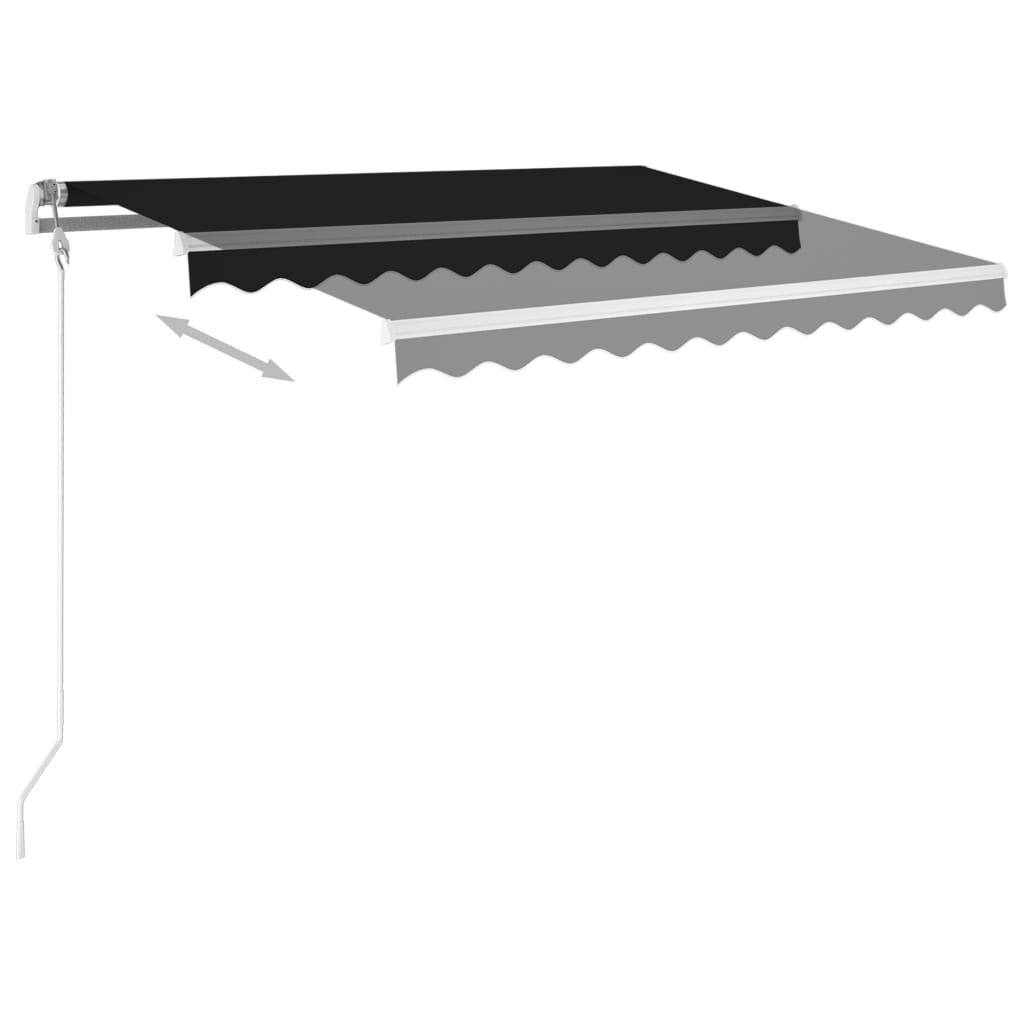 vidaXL Τέντα Συρόμενη Χειροκίνητη με LED Ανθρακί 3 x 2,5 μ.
