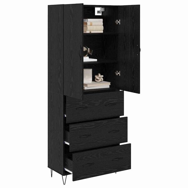 vidaXL Highboard &mu;&epsilon; &sigma;&upsilon;&rho;&tau;ά&rho;&iota; 2 pcs &Mu;&alpha;ύ&rho;&eta; &Omicron;&xi;&upsilon;ά &Mu;&eta;&chi;&alpha;&nu;&iota;&kappa;ή &xi;&upsilon;&lambda;&epsilon;ί&alpha; &kappa;&alpha;&iota; &gamma;&upsilon;&alpha;&lambda;ί