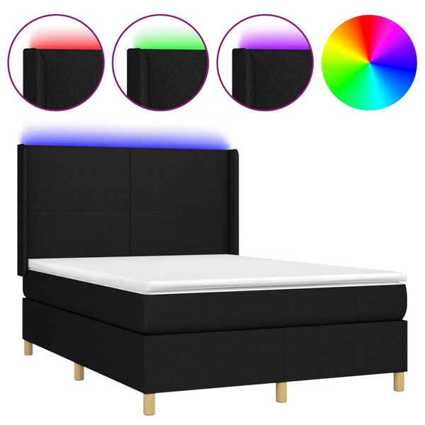 vidaXL &Kappa;&rho;&epsilon;&beta;ά&tau;&iota; Boxspring &mu;&epsilon; &Sigma;&tau;&rho;ώ&mu;&alpha; & LED &Mu;&alpha;ύ&rho;&omicron; 140x200 &epsilon;&kappa;. &Upsilon;&phi;&alpha;&sigma;&mu;ά&tau;&iota;&nu;&omicron;