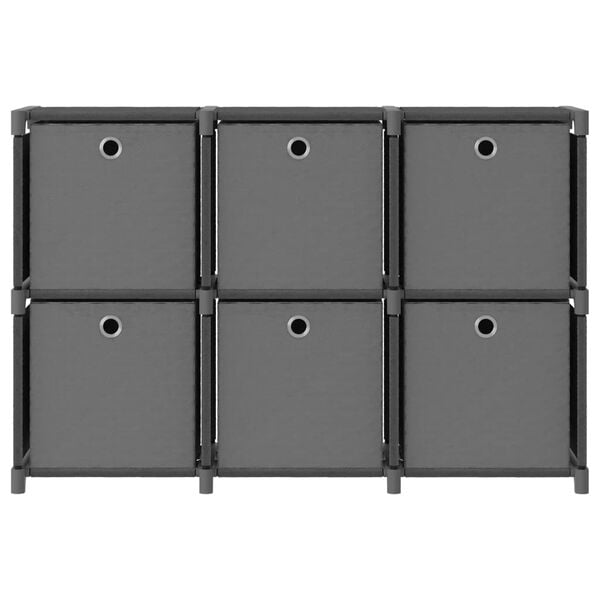 vidaXL Ραφιέρα με 6 Κύβους & Κουτιά Γκρι 103x30x72,5 εκ. Υφασμάτινη