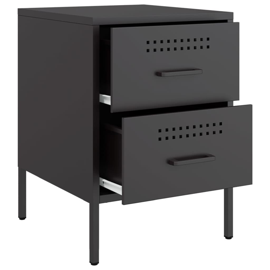 vidaXL Κομοδίνο Μαύρο 36x39x50,5 εκ. από Χάλυβα
