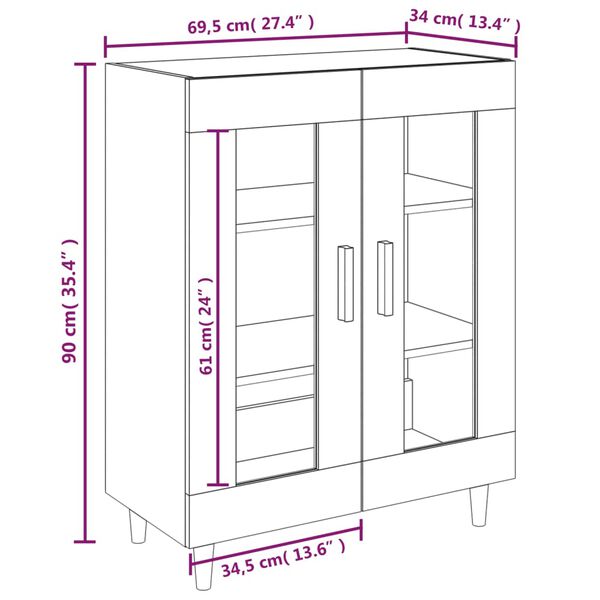 vidaXL Ντουλάπι Γκρι Sonoma 69,5 x 34 x 90 εκ. από Επεξεργασμένο Ξύλο