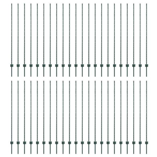 vidaXL Πό posts φράχτη 44 pcs Πράσινο 200 cm Ατσάλι