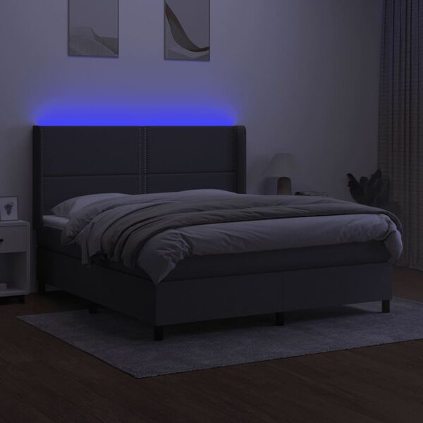 vidaXL &Kappa;&rho;&epsilon;&beta;ά&tau;&iota; Boxspring &mu;&epsilon; &Sigma;&tau;&rho;ώ&mu;&alpha; & LED &Sigma;&kappa;.&Gamma;&kappa;&rho;&iota; 160x200 &epsilon;&kappa; &Upsilon;&phi;&alpha;&sigma;&mu;ά&tau;&iota;&nu;&omicron;