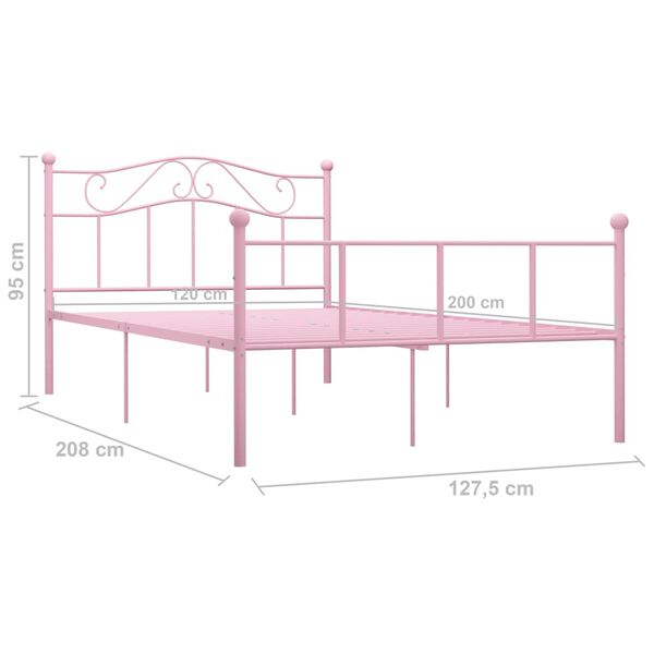 vidaXL Πλαίσιο Κρεβατιού Ροζ 120 x 200 εκ. Μεταλλικό