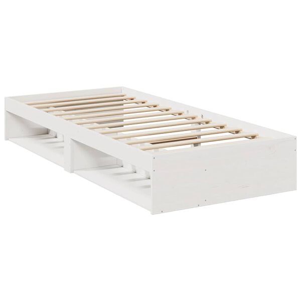 vidaXL Κρεβάτι ημέρας με στρώμα Λευκό 100x200 cm από μασίφ ξύλο πεύκο