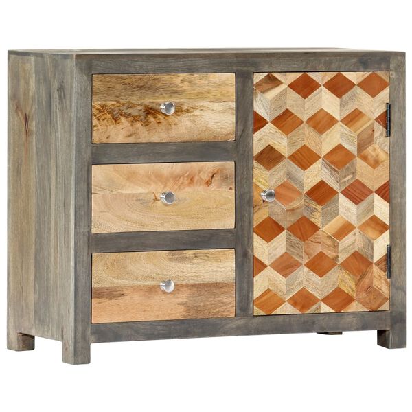vidaXL Ντουλάπι με Συρτάρια Γκρι 75 x 30 x 60 εκ. Μασίφ Ξύλο Μάνγκο