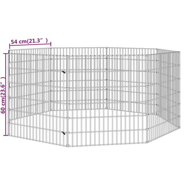 vidaXL Περίφραξη Ζώων Ελεύθερης Βοσκής 8 Πάνελ 54x60 εκ. Γαλβ. Σίδερο
