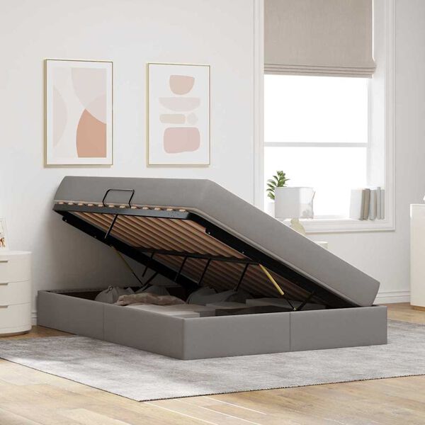 vidaXL &Kappa;&rho;&epsilon;&beta;ά&tau;&iota; &mu;&epsilon; &alpha;&pi;&omicron;&theta;&eta;&kappa;&epsilon;&upsilon;&tau;&iota;&kappa;ό &chi;ώ&rho;&omicron; &kappa;&alpha;&iota; &sigma;&tau;&rho;ώ&mu;&alpha; Taupe 140 x 200 cm