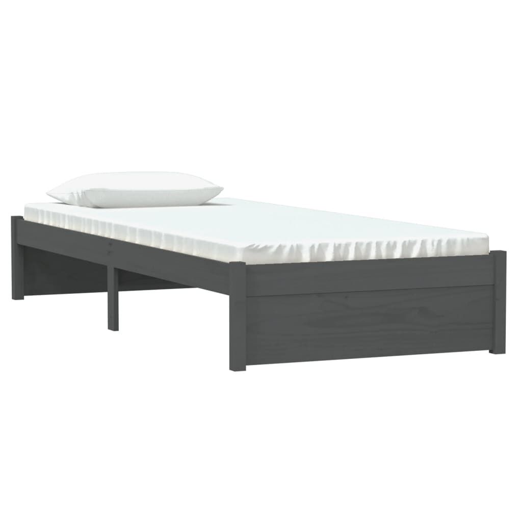 vidaXL Πλαίσιο Κρεβατιού Γκρι 75 x 190 εκ. από Μασίφ Ξύλο Small Single