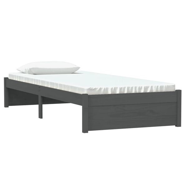 vidaXL Πλαίσιο Κρεβατιού Γκρι 75 x 190 εκ. από Μασίφ Ξύλο Small Single