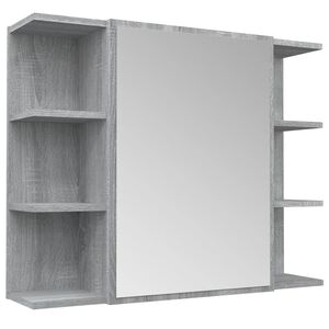 vidaXL Ντουλάπι Καθρέπτης Μπάνιου Γκρι Sonoma 80x20,5x64 εκ Επεξ. Ξύλο