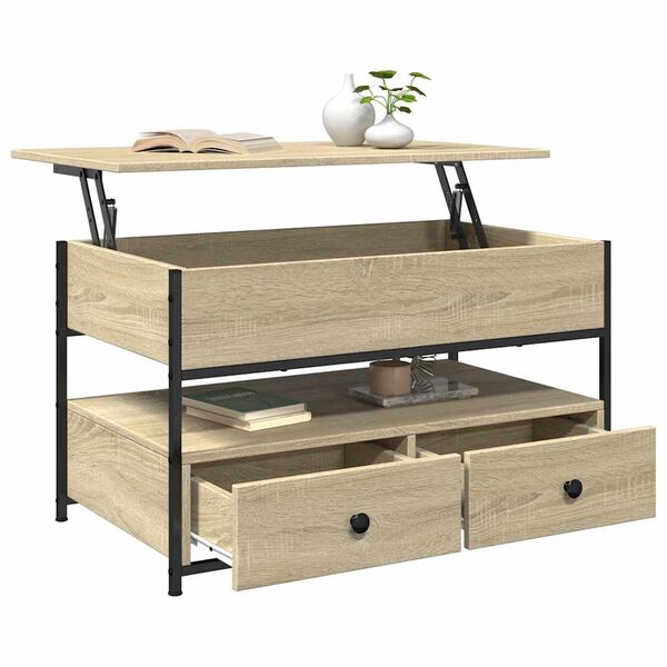 vidaXL Τραπεζάκι Σαλονιού Sonoma Δρυς 85x50x50 εκ. Επ. Ξύλο & Μέταλλο