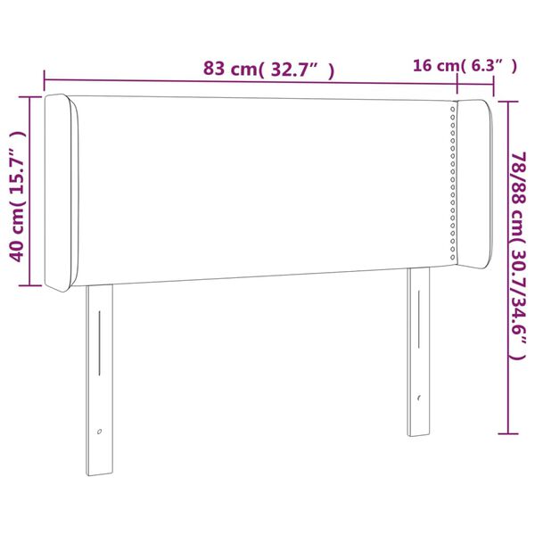 vidaXL Κεφαλάρι Κρεβατιού LED Σκούρο Καφέ 83x16x78/88 εκ. Υφασμάτινο