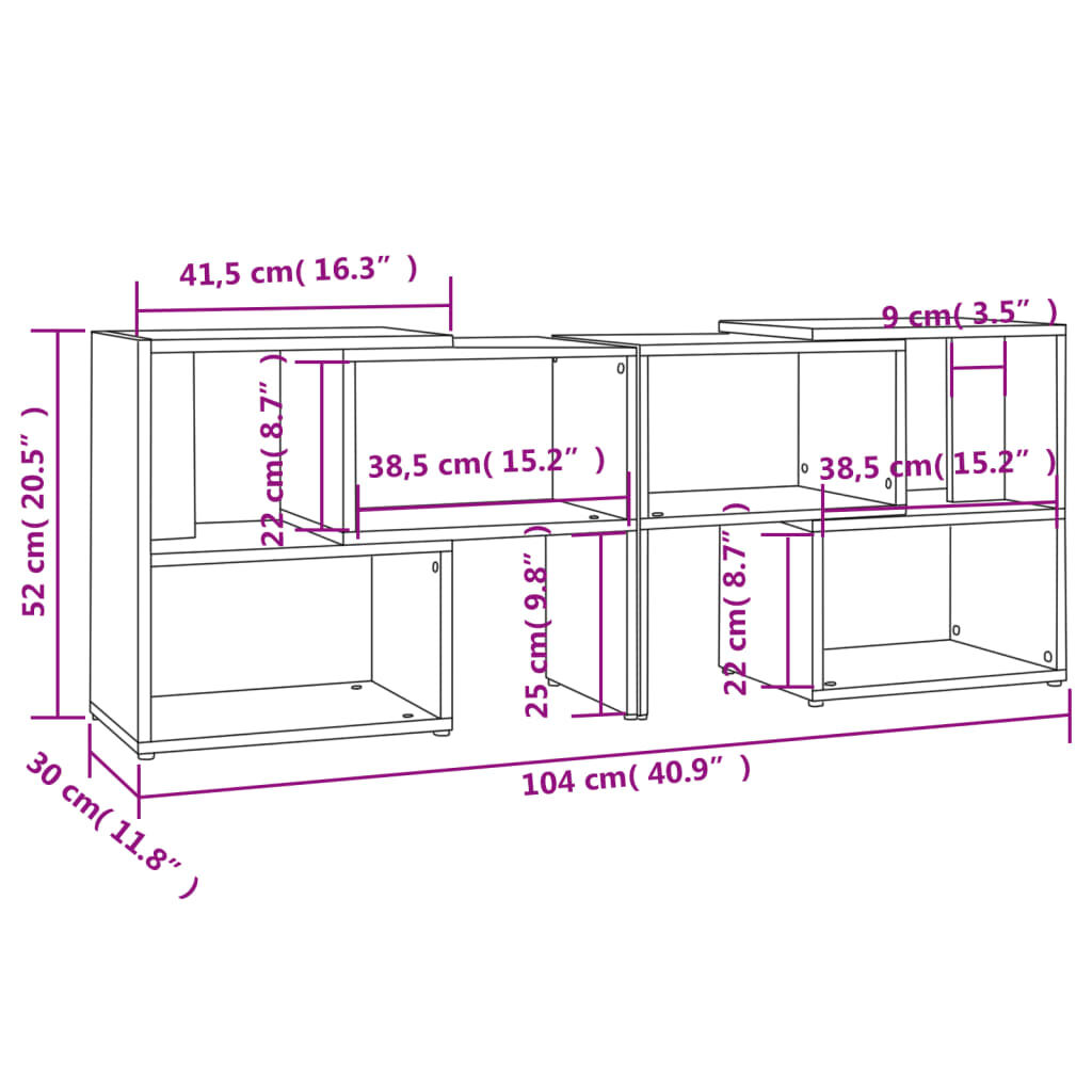 vidaXL Έπιπλο Τηλεόρασης Γκρι 104 x 30 x 52 εκ. από Επεξ. Ξύλο