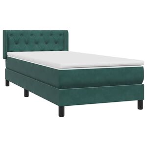 vidaXL Box Spring κρεβάτι με στρώμα σκούρο πράσινο 80x220εκ. Βελούδινο