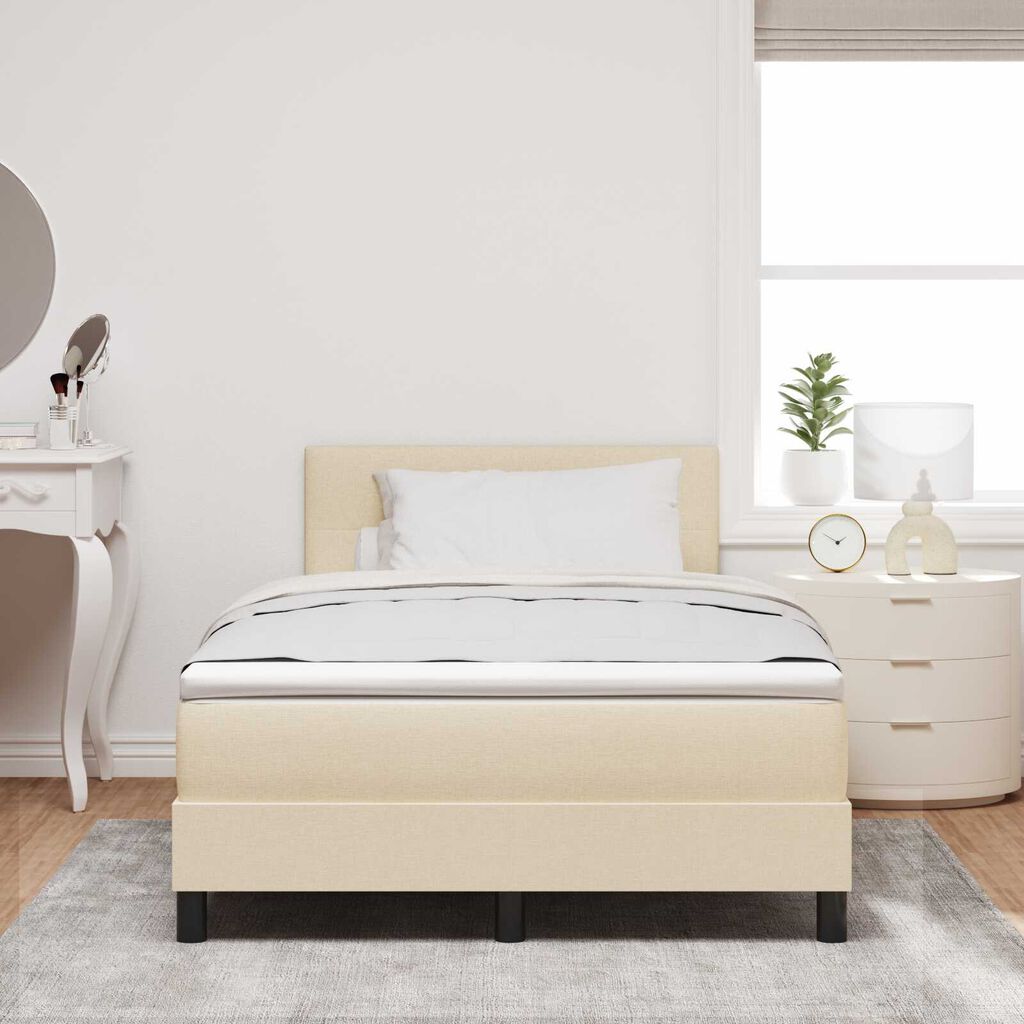 vidaXL Κρεβάτι Box Spring με Στρώμα & LED Κρέμ 120x200 cm Ύφασμα