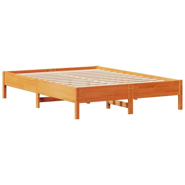 vidaXL Σκελετός Κρεβατιού Χωρίς Στρώμα Καφέ 140x200 Μασίφ Ξύλο Πεύκου