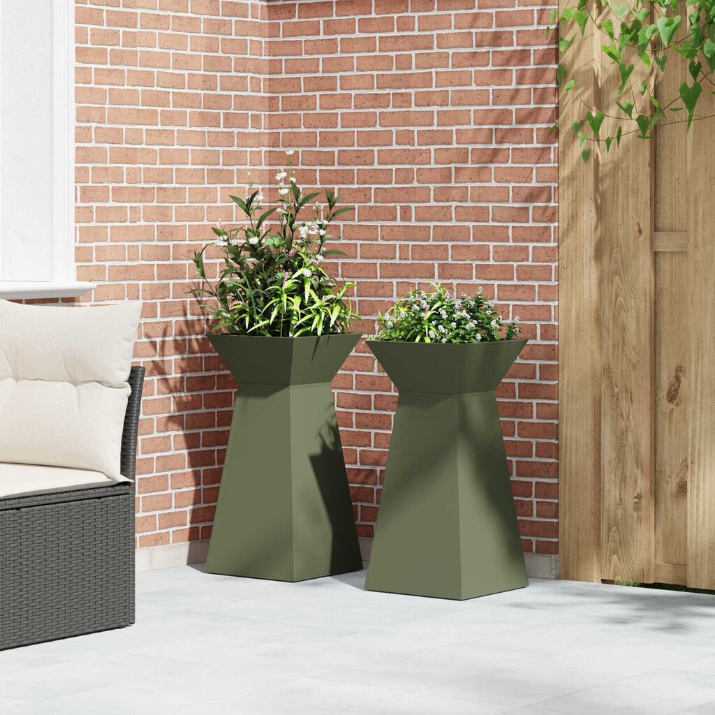 vidaXL Σετ Βάσης Φυτών Ελιά Μέταλλο 35 x 35 x 73 εκ. Διακοσμητικά Ένθετα