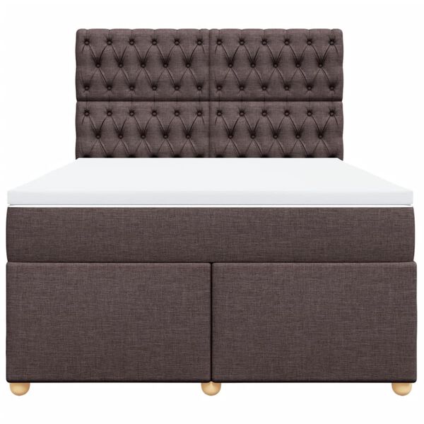 vidaXL Κρεβάτι Boxspring με Στρώμα Σκούρο Καφέ 160x200 εκ Υφασμάτινο