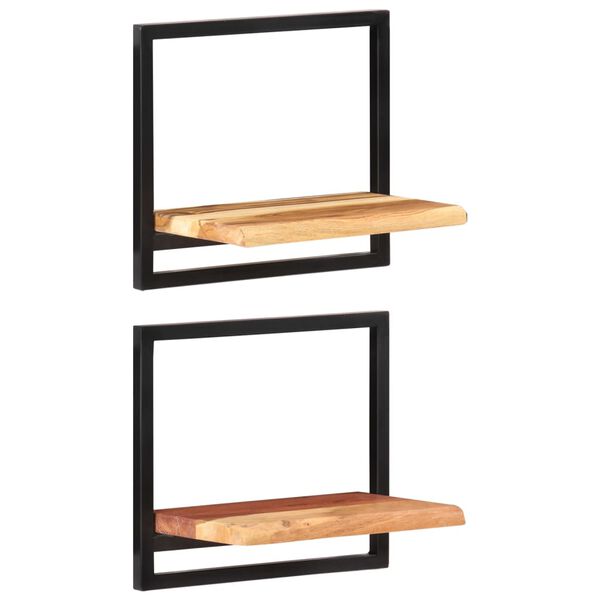 vidaXL Ράφια Τοίχου 2 Τεμ. 40x24x35 εκ. Μασίφ Ξύλο Ακακίας & Ατσάλι