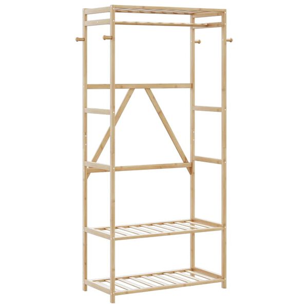 vidaXL Κρεμάστρα Ρούχων με Ράφια 80x40x175 εκ. Μπαμπού