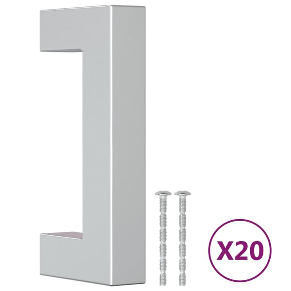 vidaXL Λαβές Ντουλαπιών 20 τεμ. Ασημί 64 χιλ. από Ανοξείδωτο Ατσάλι