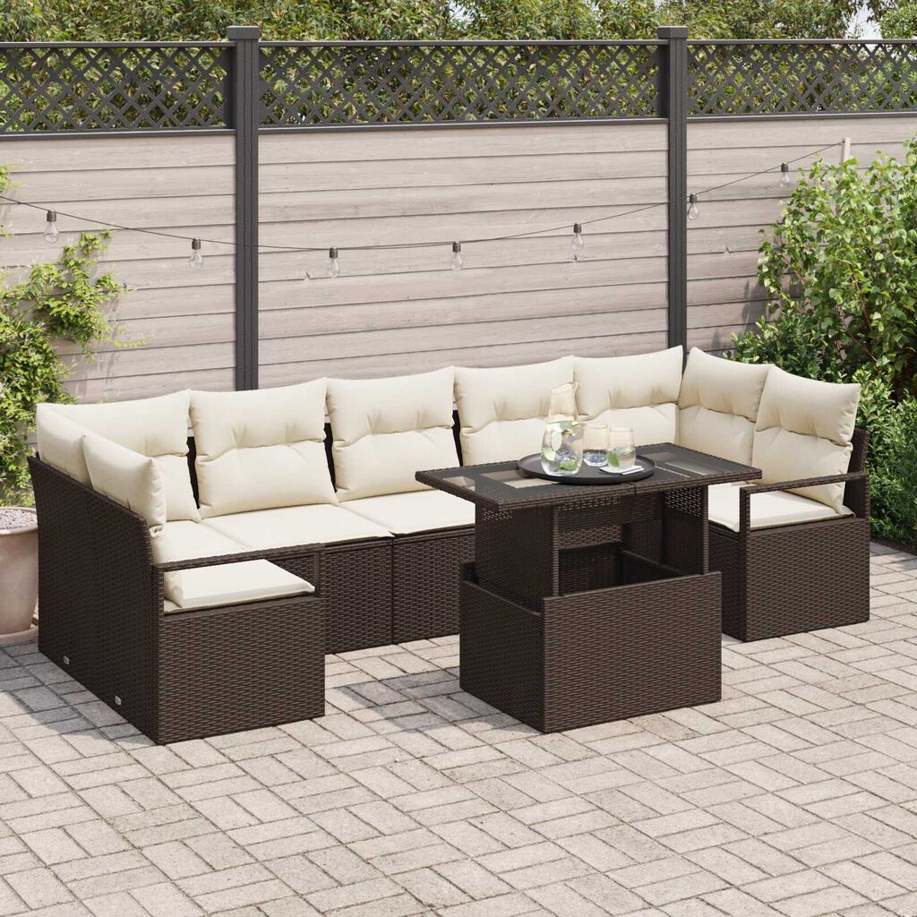vidaXL Σετ Καναπέ Κήπου 8 pcs Καφέ και κρεμ 100 x 55 x 73 εκ